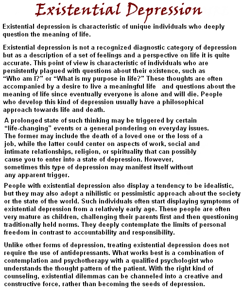 Kill Depression Existential Depression